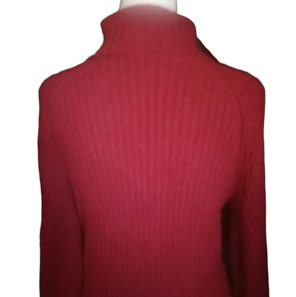 Sundance Red Cotton Silk Blend Rib Knit Turtleneck Sweater Size Small - Picture 5 of 7